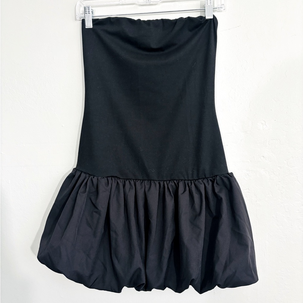 SHEIN bubble hem strapless black cocktail dress S NWOT
